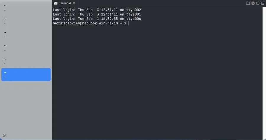 cmux — список сессий