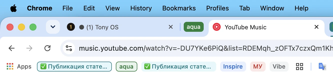 Бейдж на вкладке Tony OS